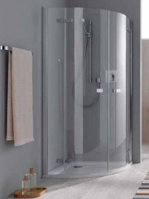Actual product image Koralle quadrant shower wing door with fixed panel - half part S500Plus VFFS R520 R 100, 970-985x200 (66.90 cm, 207.40 cm, 15.40 cm)