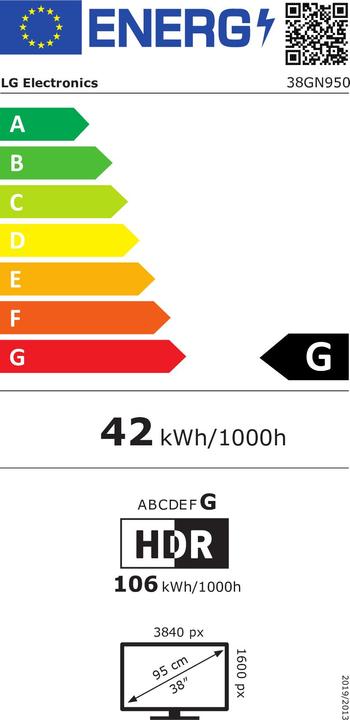 Label énergétique LG 38GN950-B (3840 x 1600 pixels, 37.50")