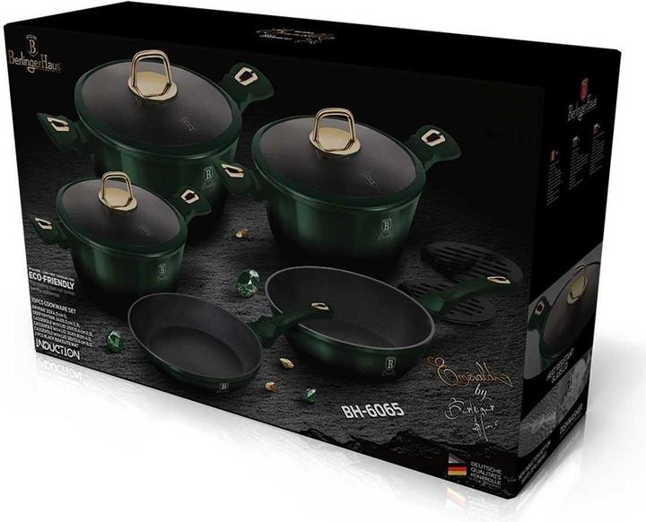 Image du produit BerlingerHaus Set De Casseroles En Titane 10 Pcs. Bh-6065 Emerald (Ensemble de casseroles et de poêles de cuisson, Aluminium)