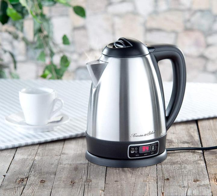 Produktbild Rosenstein & Söhne Edelstahl-Wasserkocher mit Temperatur-Wahl (1.80 l, EU-Stecker)