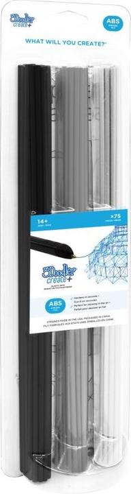 3Doodler FILAMENT 75 PCS ABS 3 COLORS AB-MONO-75 (ABS, 3 mm, 2 g, White, Black, Silver)