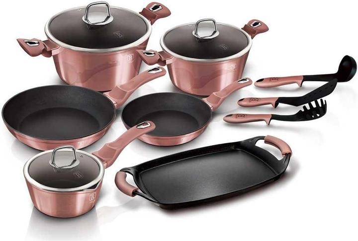 Actual product image BerlingerHaus POT SET 12 ELEMENTS I-ROSE BERLINGER HOUSE BH-6044 (Frying pan, Aluminium)