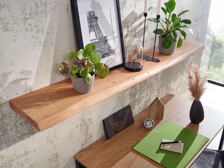 Actual product image FineBuy Wall shelf FB31358 Acacia solid wood 160 cm Brown (160 x 26 x 4 cm)