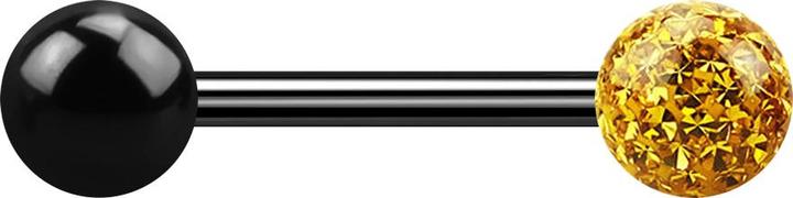 Image du produit Star Piercing Barbell schwarz mit Kugel und Kristallkugel topaz Epoxy Schutzschicht (sans laiton, Titane G23)