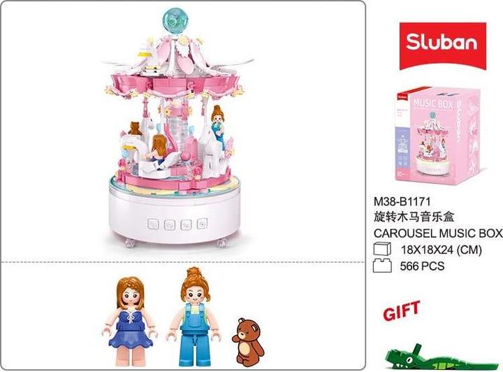Actual product image Sluban SL96031 - Music box carousel (566 pieces)