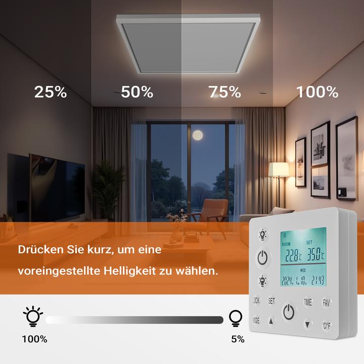 Actual product image Wiltec Infrared ceiling heater 370W 65.5x63x3.5cm Infrared heating LED heater (370 W)