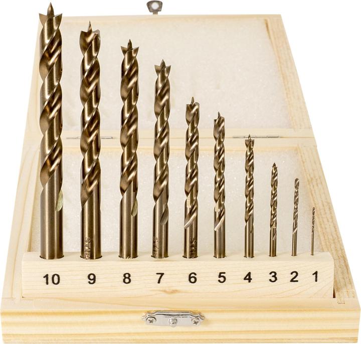 Actual product image Stier Wood drill bit set HSS Co 10 pcs. 1-10 mm (5 mm, 6 mm, 7 mm, 8 mm, 9 mm, 10 mm, 1 mm, 2 mm, 3 mm, 4 mm)