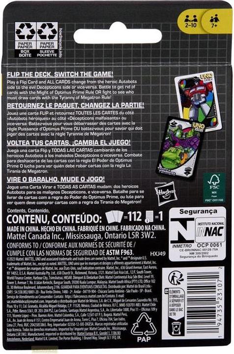 Produktbild Mattel Games Uno Flip Transformers (Deutsch)