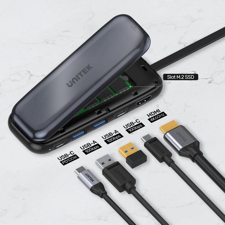 Immagine prodotto Unitek HUB di archiviazione USB-C DISC M.2 HDMI 2.0 PD 100W D1046A (USB-C, 6 Porti)