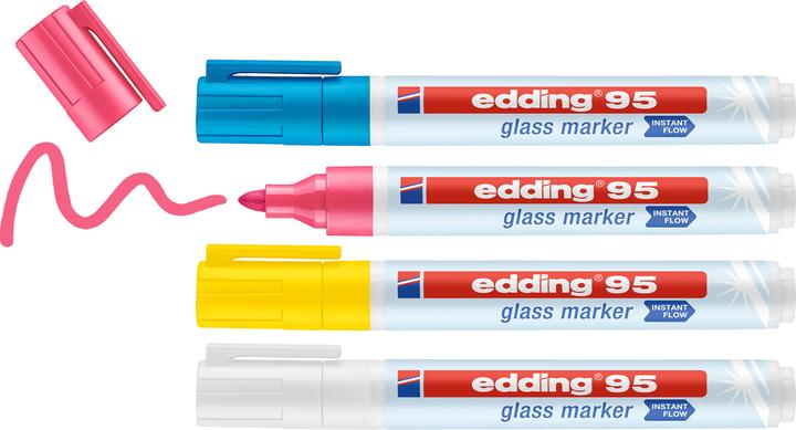 Image du produit Edding E95 - Kit de marqueurs pour tableaux blancs (Blanc, Jaune, Pink, Bleu clair, 3 mm, 4 x)