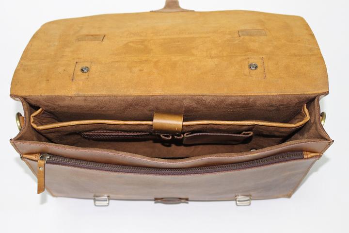 Image du produit Only-Bags.Store Sacoche en cuir véritable fait à la main, sacoche pour ordinateur portable, messager, voyage (15")