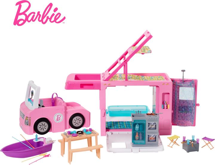 Image du produit Barbie Camping-Car de Rêve 3-en-1 - Véhicule pour Poupée Mannequin - 3 ans et +