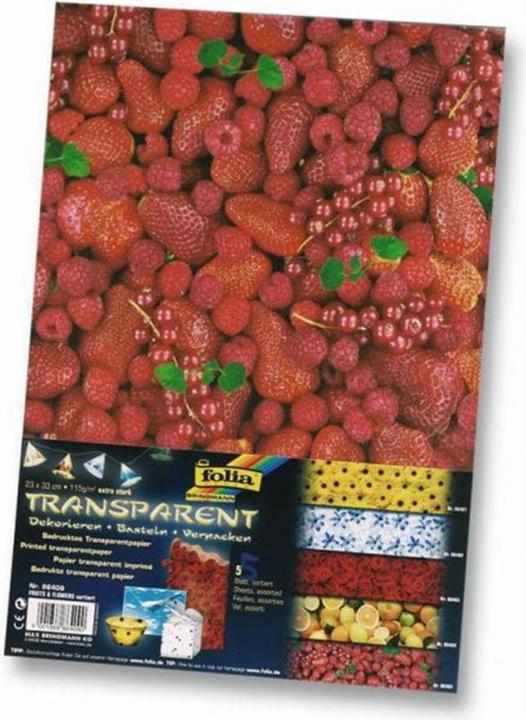 Actual product image Folia Fruits & Flowers transparent paper (115 g/m², 5 x)