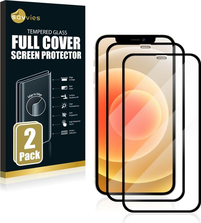 Immagine prodotto Savvies Protezione dello schermo in vetro blindato a schermo intero (2 Pezzo/i, Apple iPhone 12 Pro)