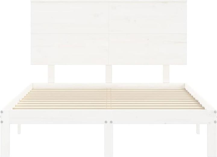 Produktbild VidaXL Massivholzbett mit Kopfteil Weiss 4FT6 Double (135 x 190 cm)