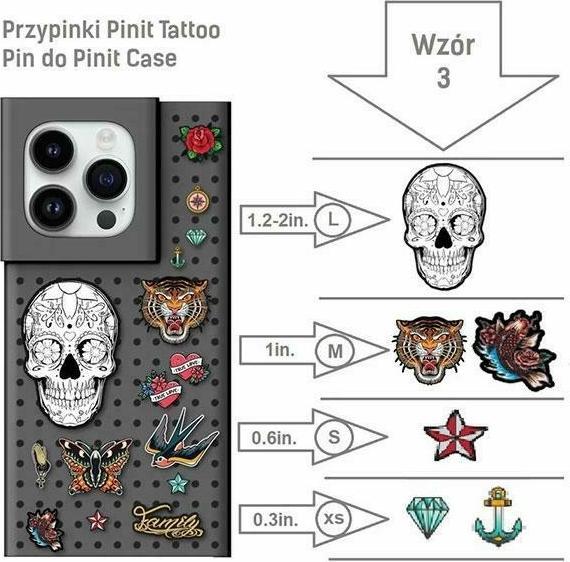 Produktbild Pinifit Zestaw Etui Pinit Dynamic + Tattoo Pin iPhone 14 Pro Max 6.7" czarny/black wzór 3 (Apple iPhone 14 Pro Max)