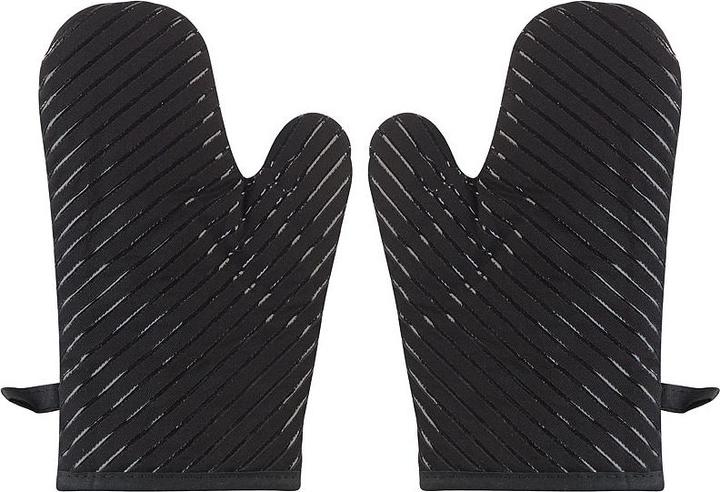 Produktbild Rosenstein & Söhne 4er-Set Silikon-Anti-Rutsch-Ofenhandschuh & XL-Topflappen (Untermaterial: 100 % Polyester, Füllung: recycelte Baumwolle, Obermaterial: 100 % Baumwolle mit Silikon-Profil)