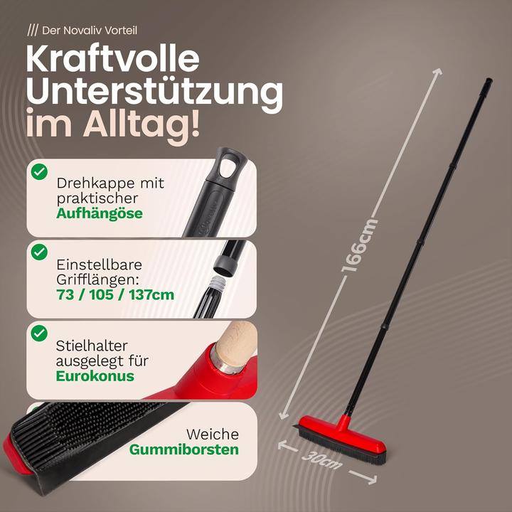 Produktbild Novaliv 4x Gummibesen mit Stiel zum Stecken Auto & Abzieher Friseurbesen Gummi Noppenbesen Hundehaar (1 Stk.)
