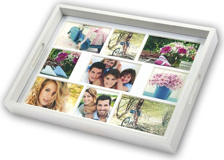 Produktbild ZEP Photo Tray white 45x35 Holz Fototablett 9 Bilder