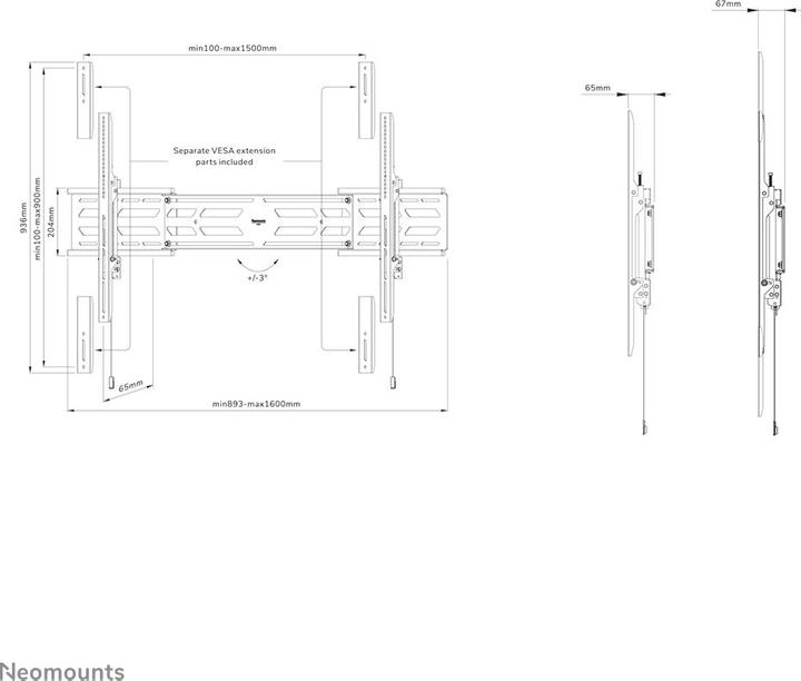 Produktbild Neomounts Select Screen Wall Mount (fixe (Wand, 110", 160 kg)