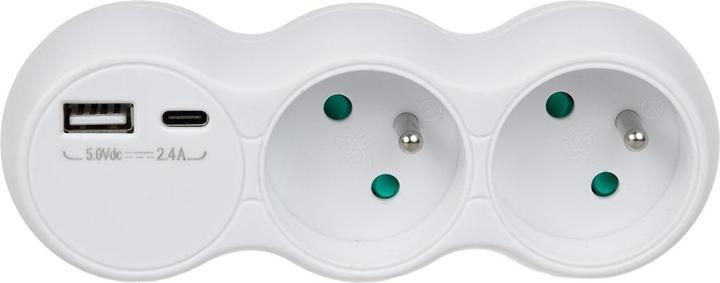 Produktbild Maclean MCE339 - Stromsteckdose, 2-Steckdosen-Verteiler, 2x USB A/C, Typ E, 2x16A (2 x, CEE 7/3, CEE 7/5)