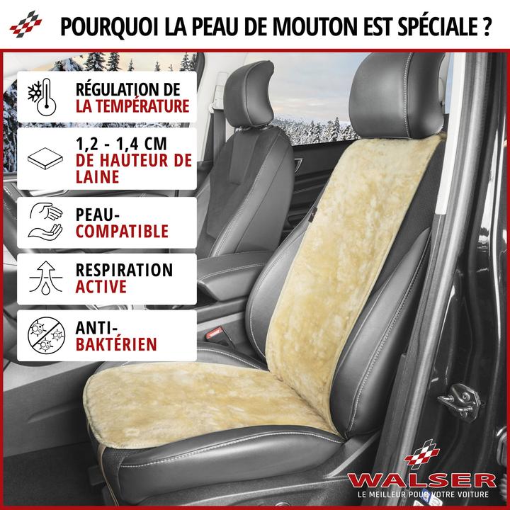 Image du produit CarComfort Protège-siège en peau d'agneau Cosmo beige 12-14 mm de hauteur de fourrure