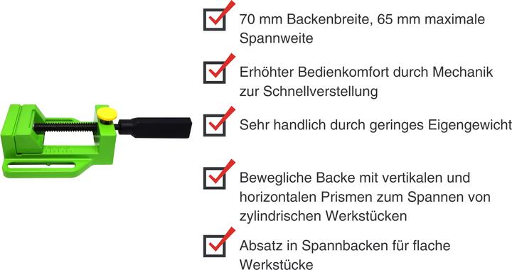 Produktbild Paulimot Bohrmaschinen-Schraubstock mit Schnellverstellung 70 mm Backenbreite (65 mm)