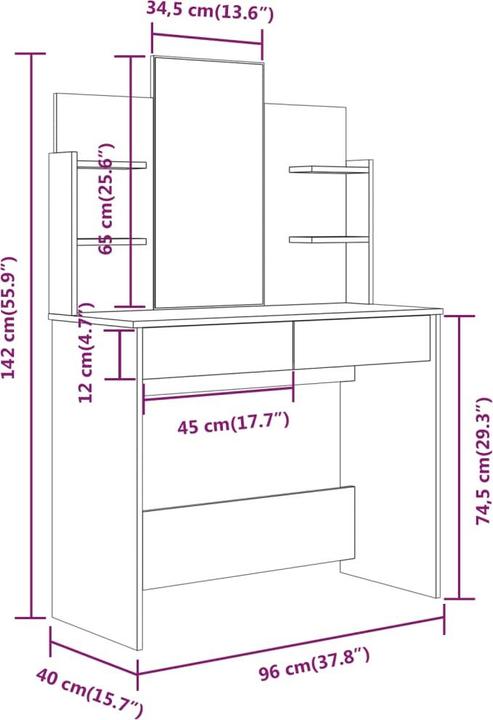 Immagine prodotto VidaXL Cecelia (96 x 40 x 142 cm)