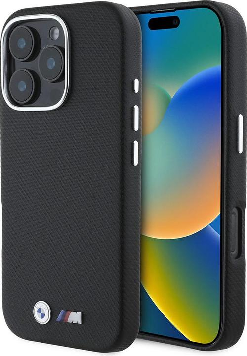 Actual product image BMW BMHCP16X23PUFWKEV iPhone 16 Pro Max 6.9" czarny/black hardcase M Edition Kevlar wrapped metal (Apple iPhone 16 Pro Max)