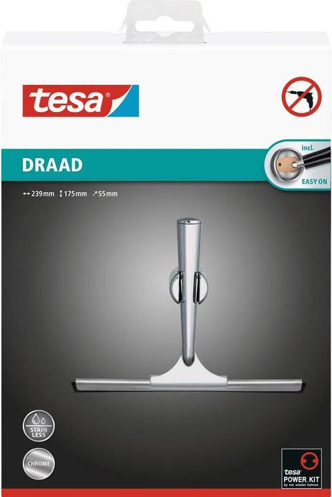 Actual product image tesa DRAAD shower squeegee incl. adhesive solution without drilling