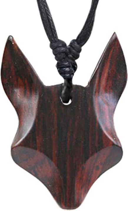 Produktbild Star Piercing Halskette schwarz Anhänger Fuchs aus Narra Holz (ohne Messing, Organisch)