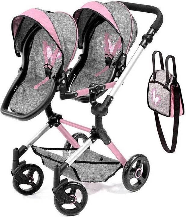 Produktbild Bayer Twin Pram - Neo - Grey w. Butterfly (26233AA)