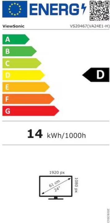 Label énergétique Viewsonic 24" Full HD Monitor w/Fast 1ms Response (1920 x 1080 pixels, 24")