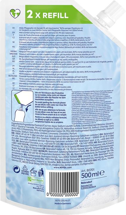 Produktbild NIVEA Creme Soft Refill Duo (Flüssigseife, 1000 ml)