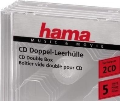 Image du produit Hama Boîte double pour CD - Boîtier cristal transparent de 5 pièces