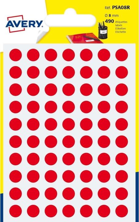 Image du produit Avery Étiquettes rondes psa08r ø8mm rød pakke a 490 pc
