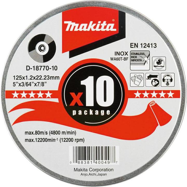 Produktbild Makita D-18770-10 Trennscheibe 125 X 1,2 WA60T-BF RST/ Für Metall (10 Stk.)