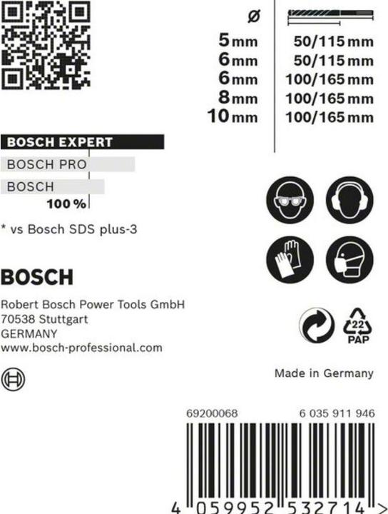 Actual product image Bosch Professional Zubehör EXPERT SDS plus-7X hammer drill bit set, 5/6/6/8/10 mm, 5 pcs. (5.0 mm, 6.0 mm, 10.0 mm, Ø 8.0 mm)