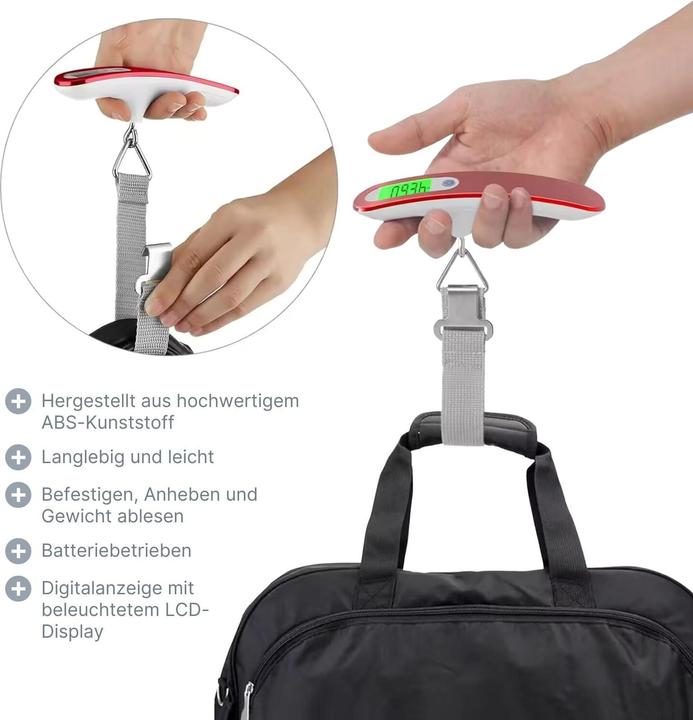 Image du produit Hermex Balance de voyage numérique Balance à bagages Balance manuelle Balance suspendue (Pèses bagage)