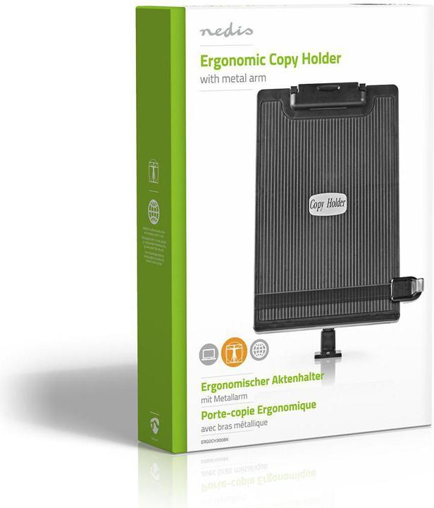 Actual product image Nedis Document Holder Ergonomic File Holder Fully Mobile Desk Holder Black Grey/Black, ER (1 x)