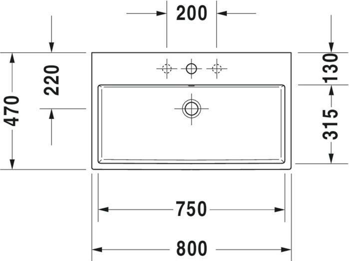 Actual product image Duravit Washbasin VERO AIR m ÜL HLB closed 800x470mm o HL white (470 mm, 800 mm)
