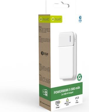 Image du produit Muvit For Change Powerbank 5000 Mah Blanc (5000 mAh, 19 W)