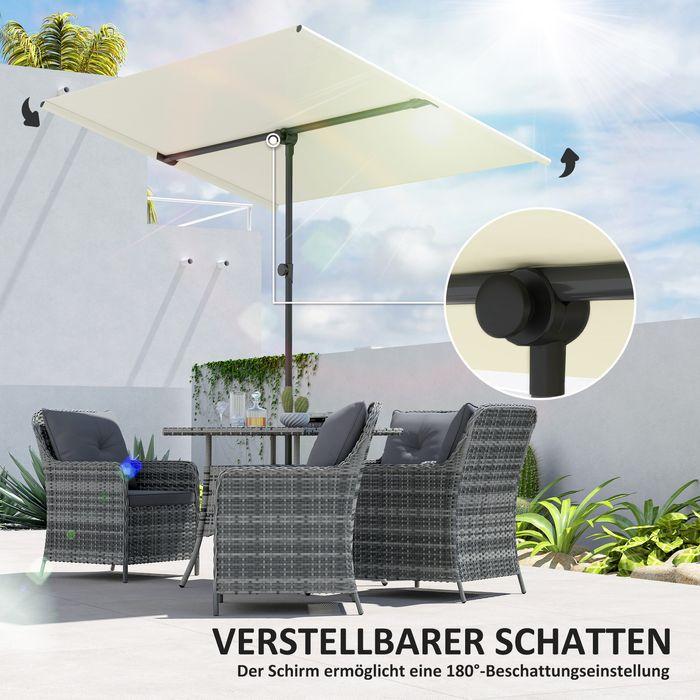 Actual product image Swisshandel24 Sonnenschirm 180 Grad drehbar Höhenverstellbar Alu 150x205cm Beige (2.05 m)