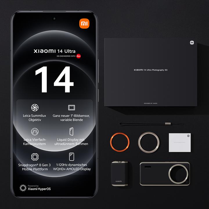Productafbeelding Xiaomi 14 Ultra 512 GB, 16 GB RAM, zwart (512 GB, Black, 6.73", Dubbele SIM, 50 Mpx, 5G)