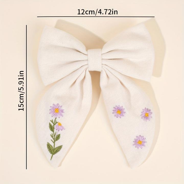 Produktbild Activity Board 1pc niedliche Blume Stickerei Schleife Haarspange, gemischte Farbe, Polyester, Mode (1 Stk.)