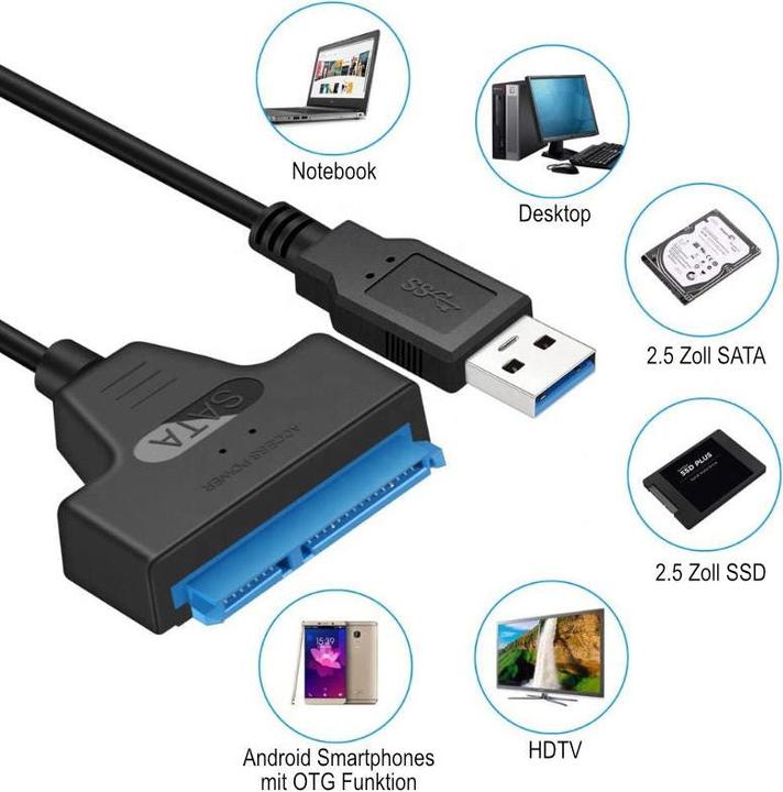 Actual product image Hermex Sata to USB cable adapter