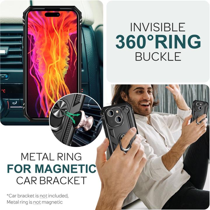Actual product image Nalia Shockproof Military Style Ring Cover (Apple iPhone 15 Plus)
