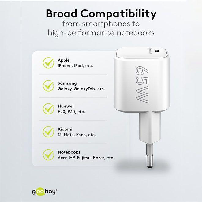Immagine prodotto Goobay Caricabatterie Rapido USB-C Nano con tecnologia GaN (65 W)