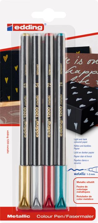 Produktbild Edding Metallic-Faserschreiber (Silber, Gold, Metallic Grün, Metallic Rot, 4 x)