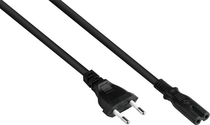 Actual product image Varia Euro mains cable Euro plug type C to C7Euro 8 socket, black, 0.75mm, 3m - 5 pieces (3 m)